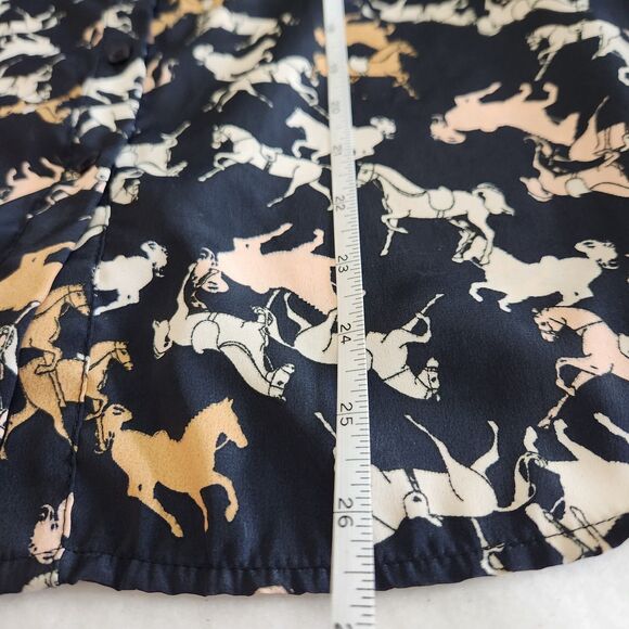 H&M Button Up Horse Equestrian Western Cowgirl Novelty Print Shirt SZ 10 Medium - Picture 5 of 15